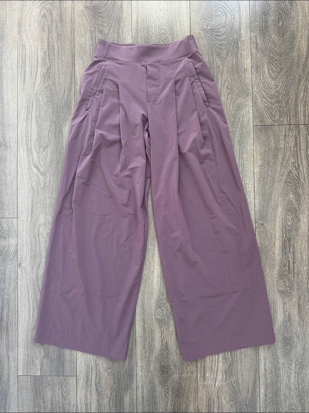 Athleta Brooklyn Wide-Leg High-Rise trouser style relaxed Pants in Mauve - Picture 2 of 4